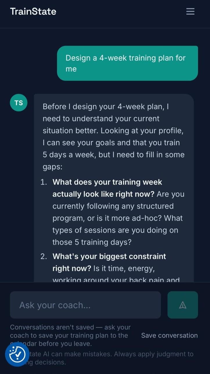 A coach that asks the right questions